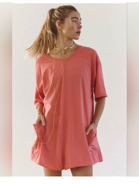 FP Movement by Free People Hot Shot Tee Romper, NWT Hibiscus 🌺